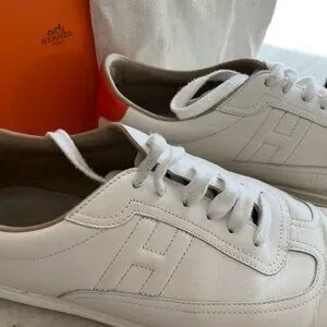Hermes | Shoes | Hermes Quicker Sneaker Mens 44d White With Orange